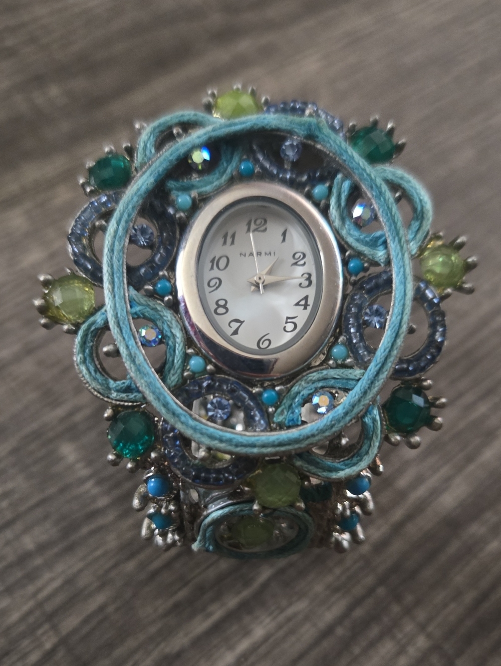 Turquoise and Green Decorative Beaded Bracelet Watch